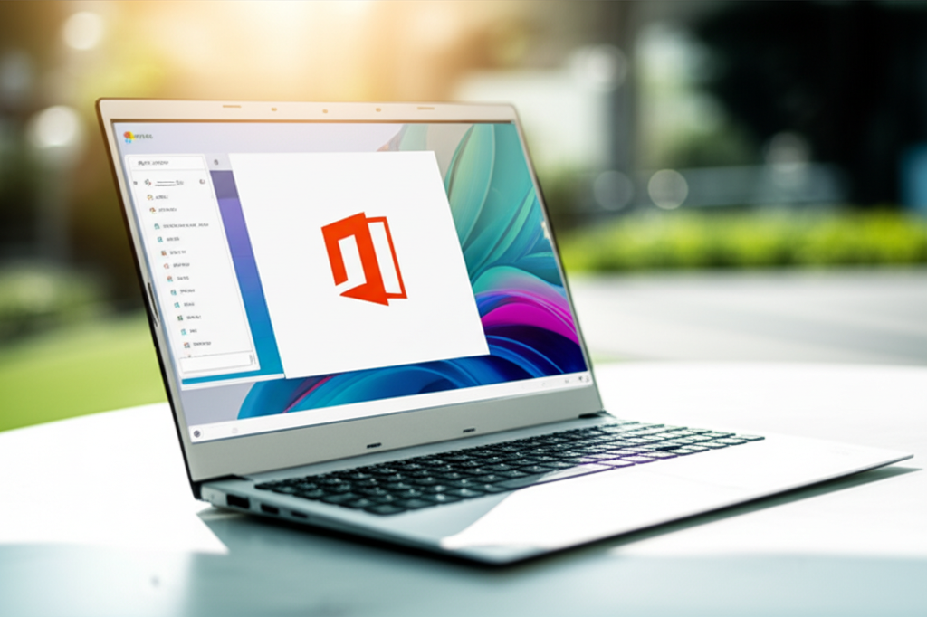 パソコンの画面に表示されたMicrosoft Officeのロゴ