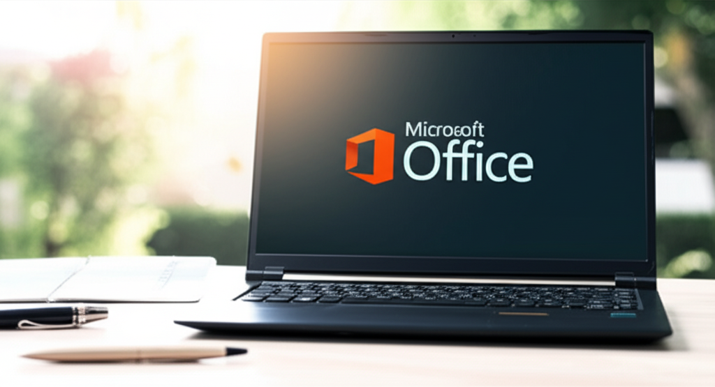 パソコン画面に表示されたマイクロソフトオフィス