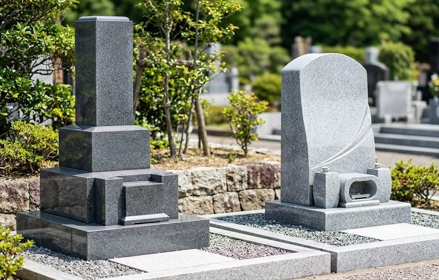 一般的なお墓（和型墓石）とデザイン墓石の違い
